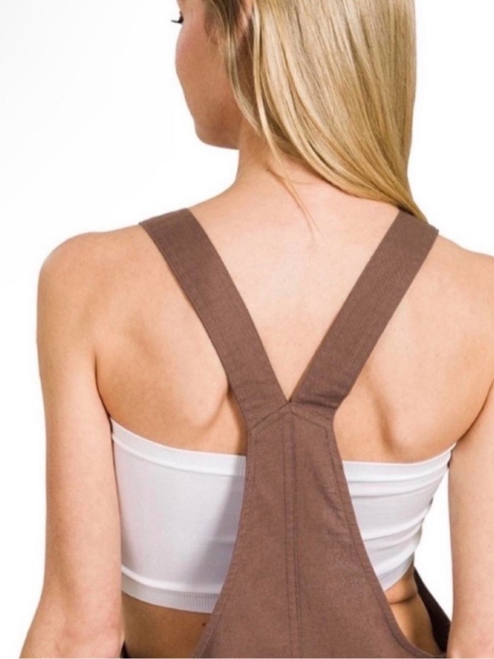 Zenana Woven Knot Strap Overalls Brown Wide Leg Jumpsuit Small Gorpcore Boho NEW - Picture 3 of 5